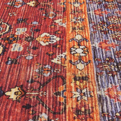 Tapis De Chambre 80x150 Lyn11 Vintage à Rouge, Facile D'entretien