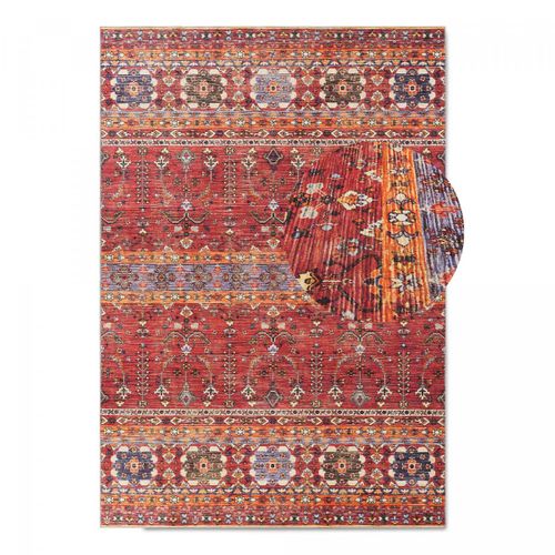 Tapis De Chambre 70x180 Lyn11 Vintage à Rouge, Facile D'entretien
