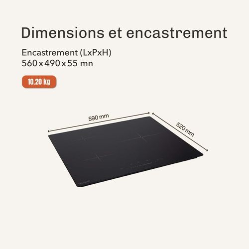 Beldeko Plaque Induction 3 Foyers Slider Avec Minuterie - Booster - 1 Grand Feu De 280 Mm