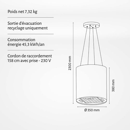 Hotte Ilot Aspirante Petrosia - Noir - Beldeko