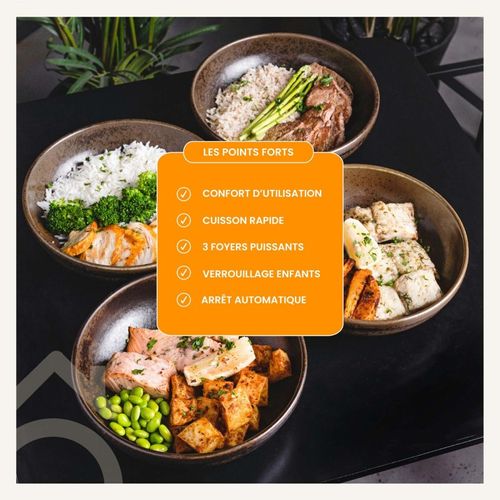 Plaque De Cuisson Encastrable à Induction - 3 Foyers, 6200 W Avec Minuteur Intégré