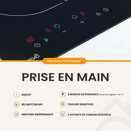 Beldeko - Plaque De Cuisson à Induction Domino Encastrable - 2 Foyers, 3600 W + 2 Boosters Pour Une