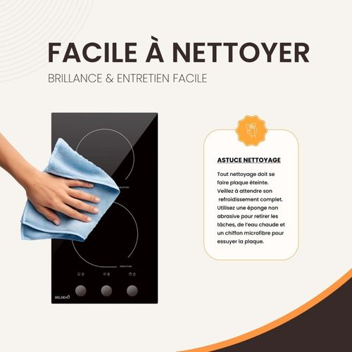Plaque De Cuisson Induction Encastrable - 2 Foyers, Minuteur, 3600 W Avec Boutons / Manettes