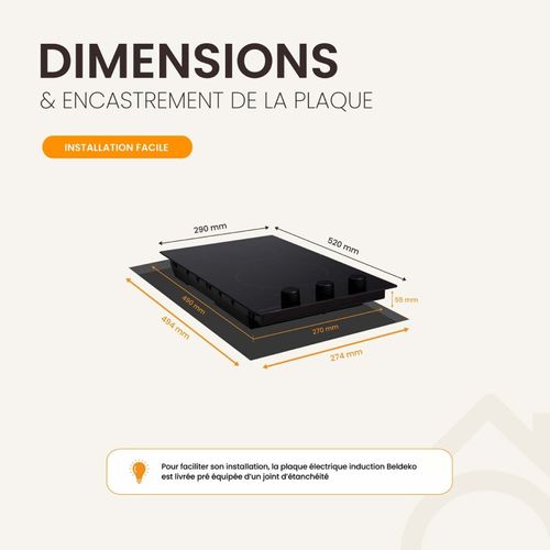 Plaque De Cuisson Induction Encastrable - 2 Foyers, Minuteur, 3600 W Avec Boutons / Manettes
