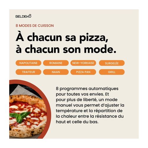 Four à Pizza Électrique Donato – 450°c, 2140w, Cuisson 90 Sec, 8 Modes + Manuel, Pierre Réfractaire
