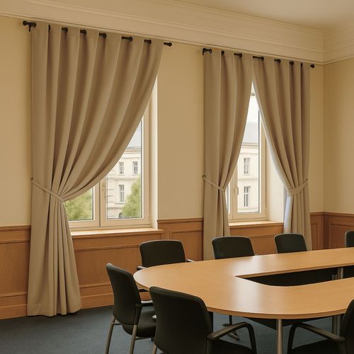 Rideau 100% Occultant Ignifugé M1 Non Feu Ecru - 140x180 Cm - Ecru