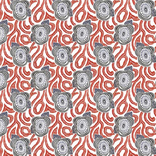 Tissu Extérieur Impression Fleurs Psychédéliques - 142 Cm - Crème