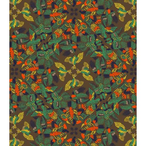 Tissu Imprimé Au Paradis Des Oiseaux - 142 Cm - Multicolore