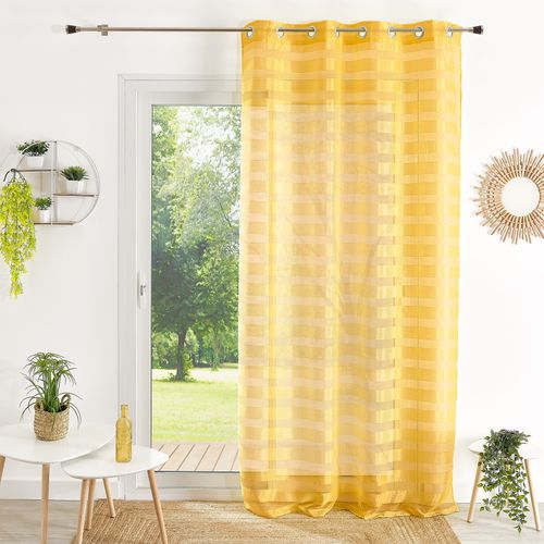 Voilage à Rayures En Coloris Jaune - 140x240 Cm - Jaune