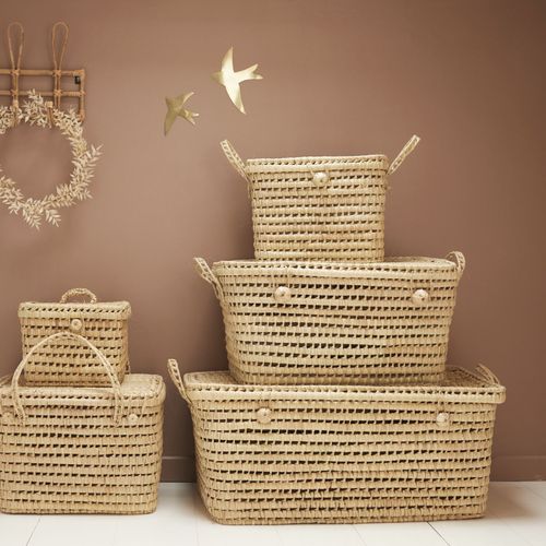 Malle De Rangement Feuille De Palmier - 80 Cm - Naturel