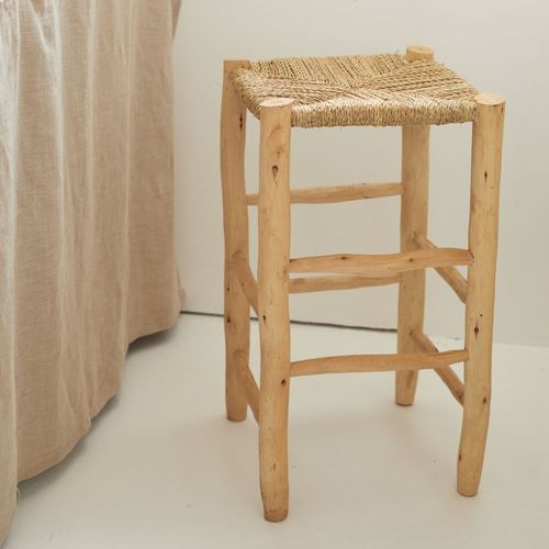 Tabouret De Bar Bois Et Doum - 70 Cm - Naturel