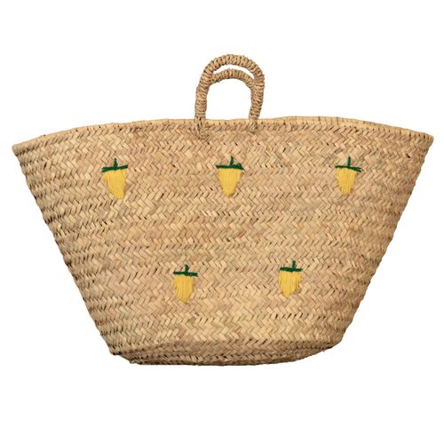 Panier Citrons Brodés - 50x35 Cm - Jaune