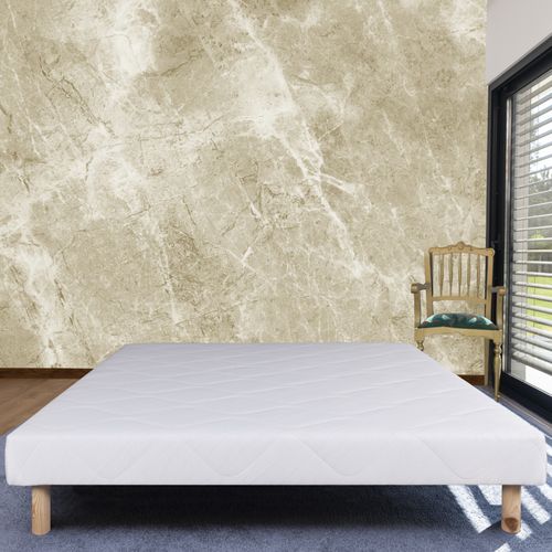 Sommier Tapissier Bois Massif Blanc Avec Pieds - 160x200 Cm - Blanc