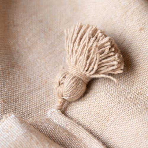 Plaid Ou Jeté De Lit Laine à Pompons - 150x200 Cm - Beige