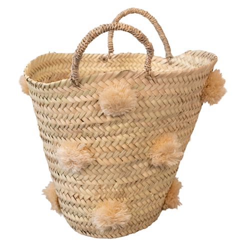 Panier De Rangement à Pompons - 30x30x40 Cm - Beige