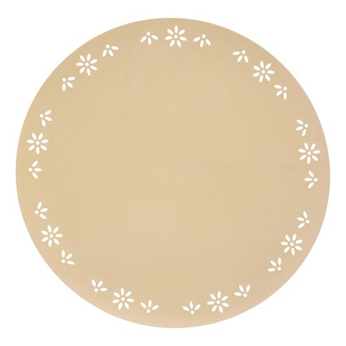 Set De Table Rond Décoratif Avec Motif Floral - 38x38 Cm - Beige