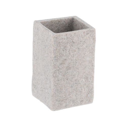 Gobelet Et Porte Brosse à Dents En Résine Gris Aspect Pierre