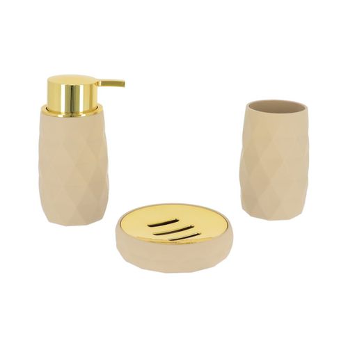 Distributeur à Savon Ou Lotion Déco Diamant Beige Et Doré 210 Ml