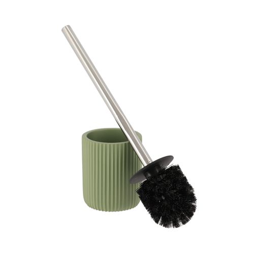 Brosse Wc Avec Support En Résine Striée Vert Kaki Mat