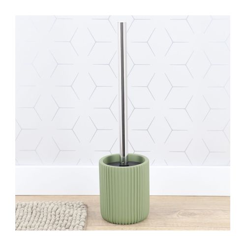 Brosse Wc Avec Support En Résine Striée Vert Kaki Mat