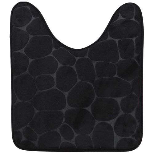 Tapis Contour Wc Noir En Microfibre à Mémoire De Forme 45 X 50 Cm