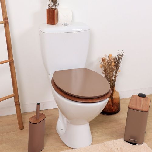 Abattant Wc En Bois Caramel Et Assise Façon Acacia Avec Kit De Fixation