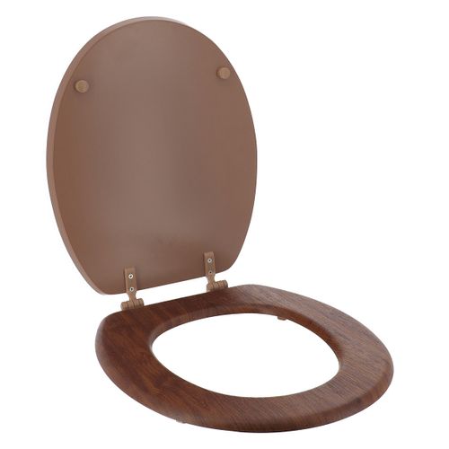 Abattant Wc En Bois Caramel Et Assise Façon Acacia Avec Kit De Fixation