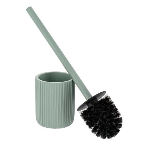 Brosse Wc Avec Support En Résine Striée Vert Eucalyptus