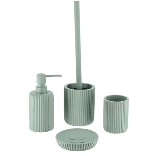Brosse Wc Avec Support En Résine Striée Vert Eucalyptus