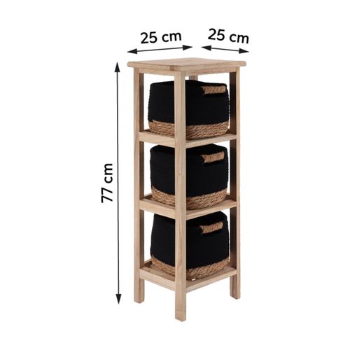 Chiffonnier 3 Paniers Noir/naturel Pm