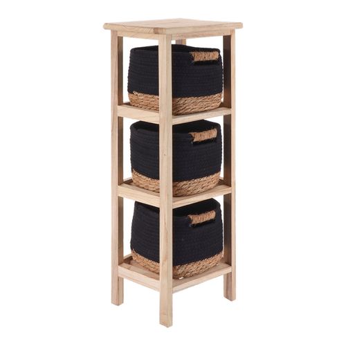 Chiffonnier 3 Paniers Noir/naturel Pm