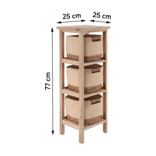 Chiffonnier 3 Paniers Beige/naturel Pm