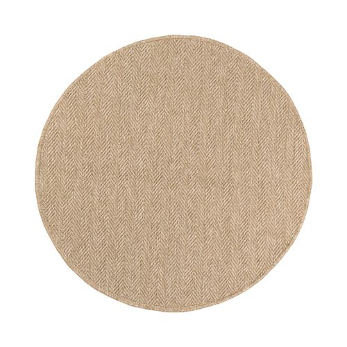Tapis Extérieur Rond - 80cm - Naturel - 100% Polypropylène Résistant Aux Uv - 1400 Gr/m² - Lys