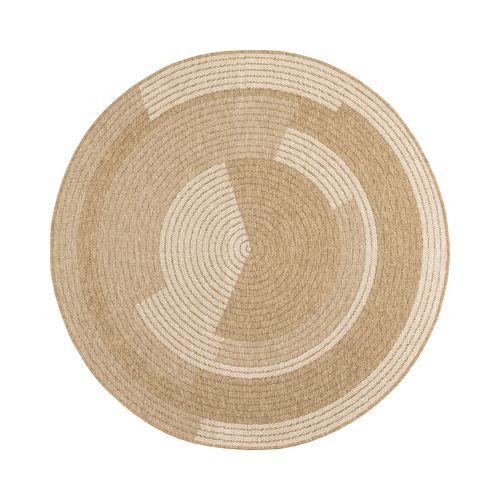 Tapis Extérieur Rond - 80cm - Naturel - 100% Polypropylène Résistant Aux Uv - 1400 Gr/m² - Oxana