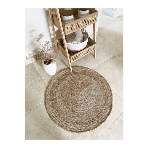 Tapis Extérieur Rond - 80cm - Naturel - 100% Polypropylène Résistant Aux Uv - 1400 Gr/m² - Oxana