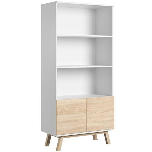 Bibliothèque - Vero - 173 X 80 X 40 Cm - Blanc Mat Et Chêne Sonoma