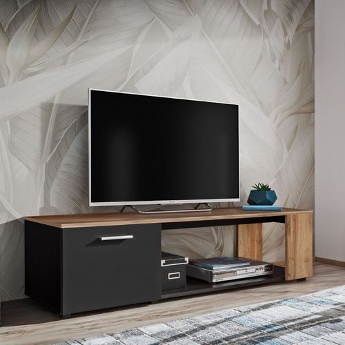 Meuble TV "rtv Maze I" 150cm Noir et Naturel
