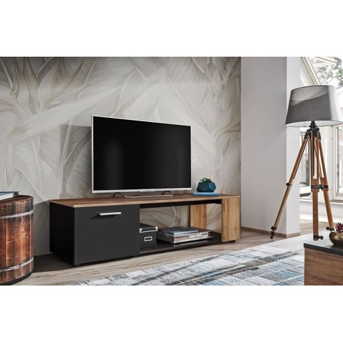 Meuble TV "rtv Maze I" 150cm Noir et Naturel