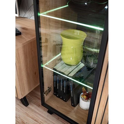 Vaisselier LED Design "liam" 90cm Naturel et Noir