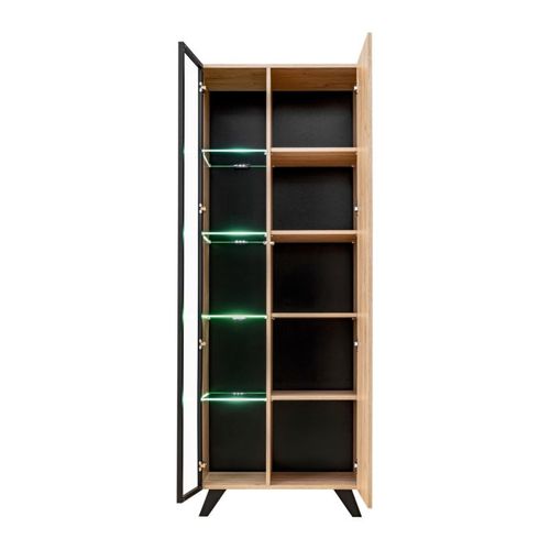 Vitrine LED Design "liam" 70cm Naturel et Noir