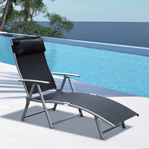 Chaise Longue Bain De Soleil Rétractable Bora Bora Noire