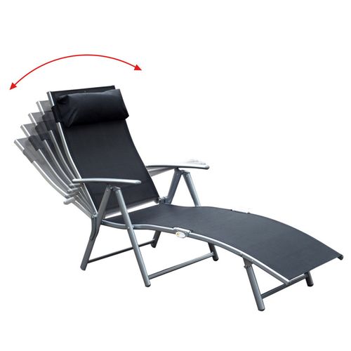 Chaise Longue Bain De Soleil Rétractable Bora Bora Noire
