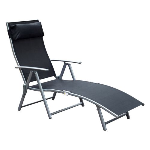 Chaise Longue Bain De Soleil Rétractable Bora Bora Noire