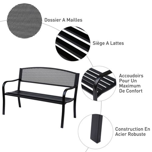 Banc De Jardin Elegance 3 Places Noir
