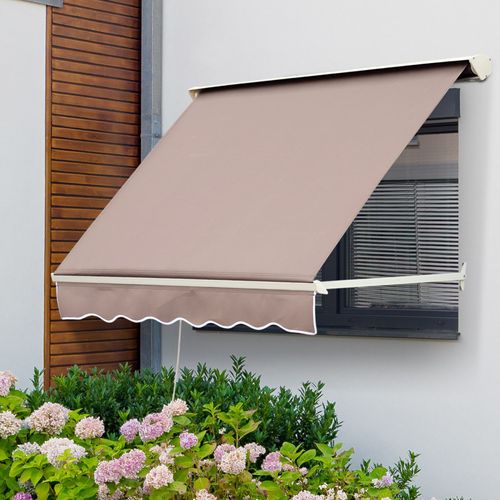 Store Banne Manuel Inclinaison Réglable Alu Polyester 180 X 70 Cm Brun