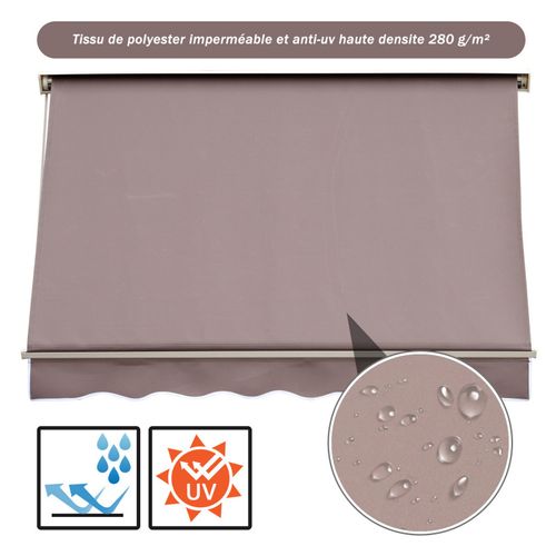 Store Banne Manuel Inclinaison Réglable Alu Polyester 180 X 70 Cm Brun