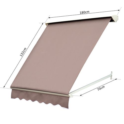 Store Banne Manuel Inclinaison Réglable Alu Polyester 180 X 70 Cm Brun