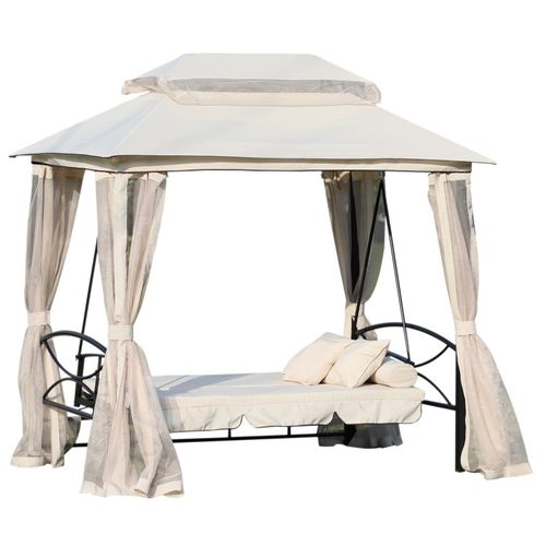 Balancelle De Jardin Convertible 3 Places Double Toit – Mosky