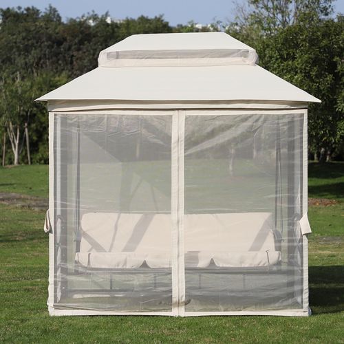 Balancelle De Jardin Convertible 3 Places Double Toit – Mosky