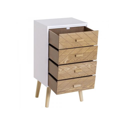 Un Meuble De Rangement Avec Tiroirs Fermés – Hêtre Et Blanche